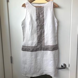 White and silver linen shift dress, Promod